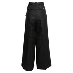 Gianfranco Ferre Pantalon large en lin noir vintage L