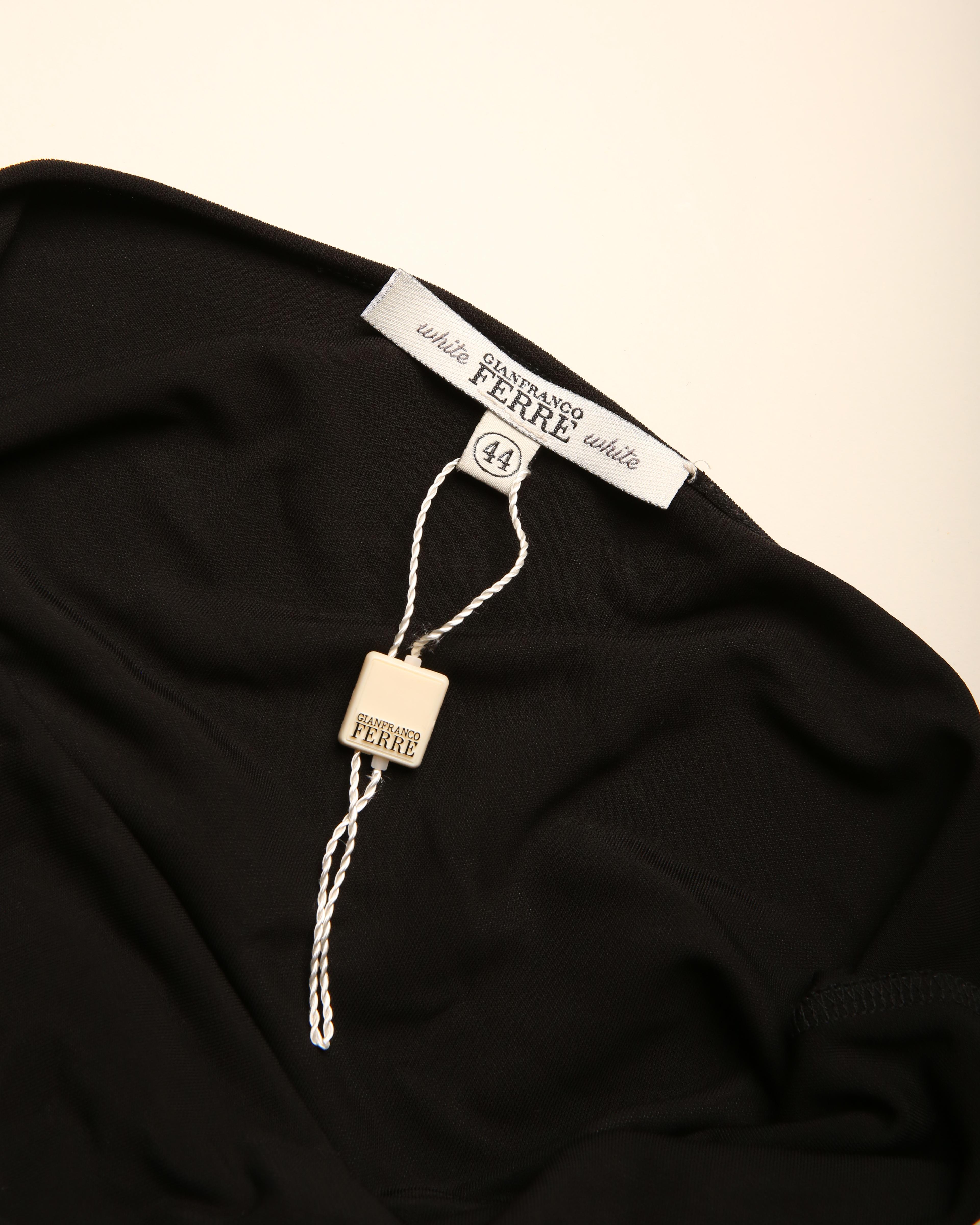 Gianfranco Ferré vintage black one shoulder cut out backless midi maxi dress 44 7