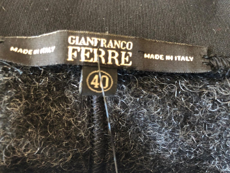 Gianfranco Ferre Vintage Black Ruffle Front Jacket with Faux Alligator ...