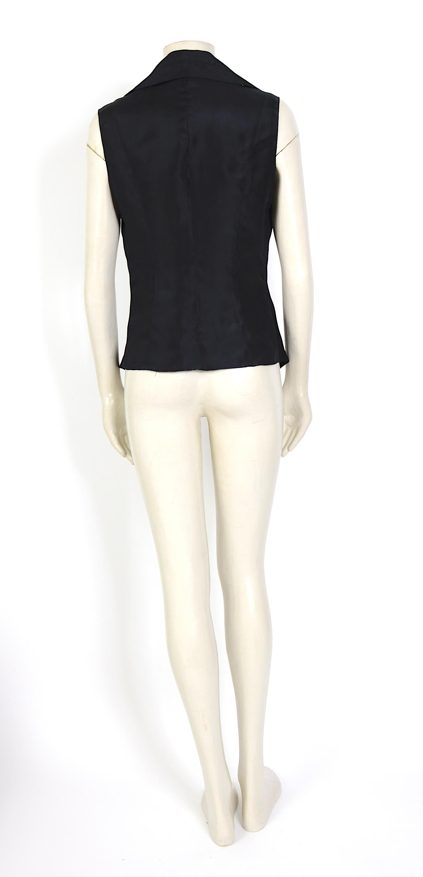 Gianfranco Ferre vintage black silk organza vest In Excellent Condition In Antwerp, BE