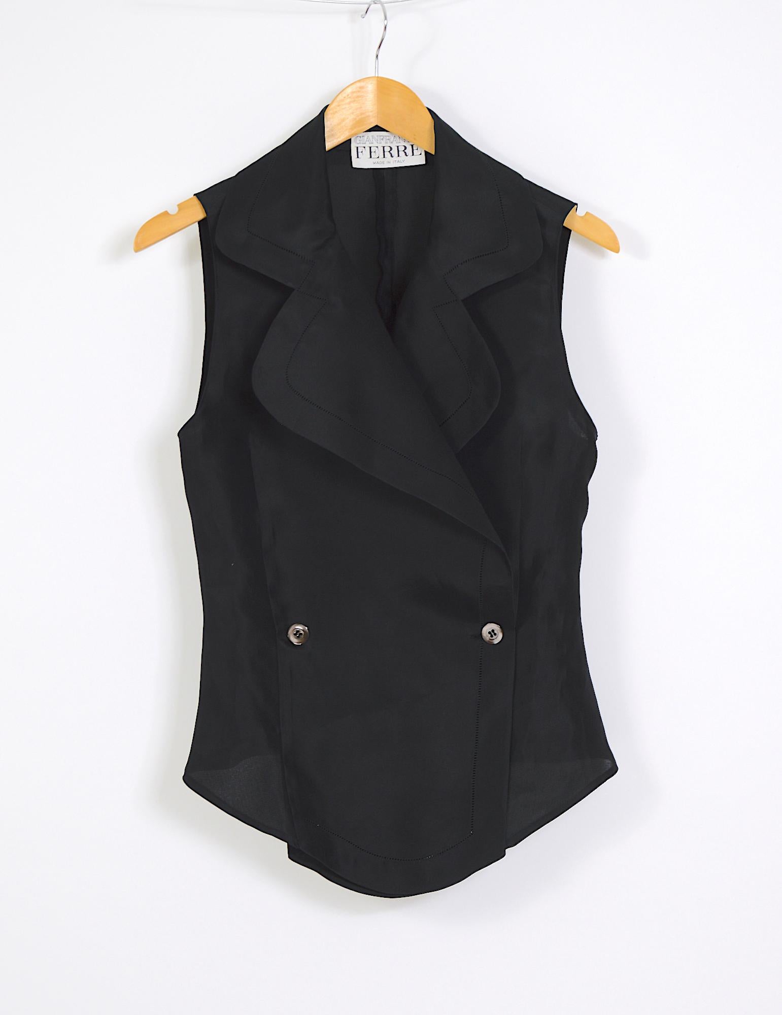Women's Gianfranco Ferre vintage black silk organza vest