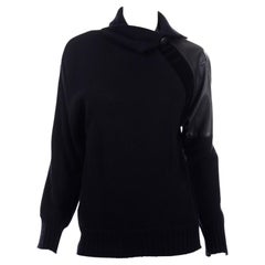 Gianfranco Ferre Vintage Black Wool and Leather Sweater Top