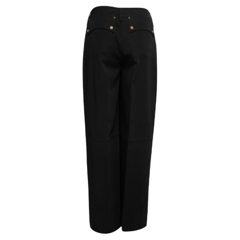Gianfranco Ferre Pantaloni a gamba larga in lana-crepe nera vintage L.L.A.