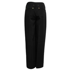 Gianfranco Ferre Pantaloni a gamba larga in lana-crepe nera vintage L.L.A.