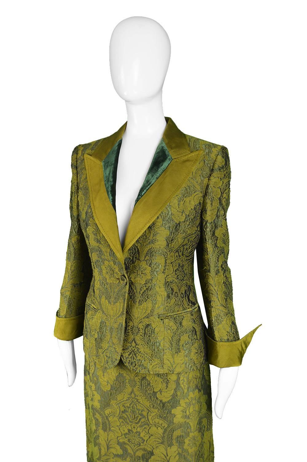 Brown Gianfranco Ferre Vintage Brocade Skirt Suit For Sale