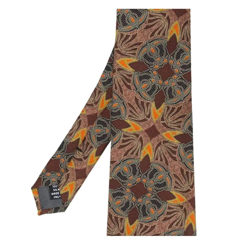 Gianfranco Ferré Vintage brown and orange silk 90s tie In Excellent Condition For Sale In Lugo (RA), IT
