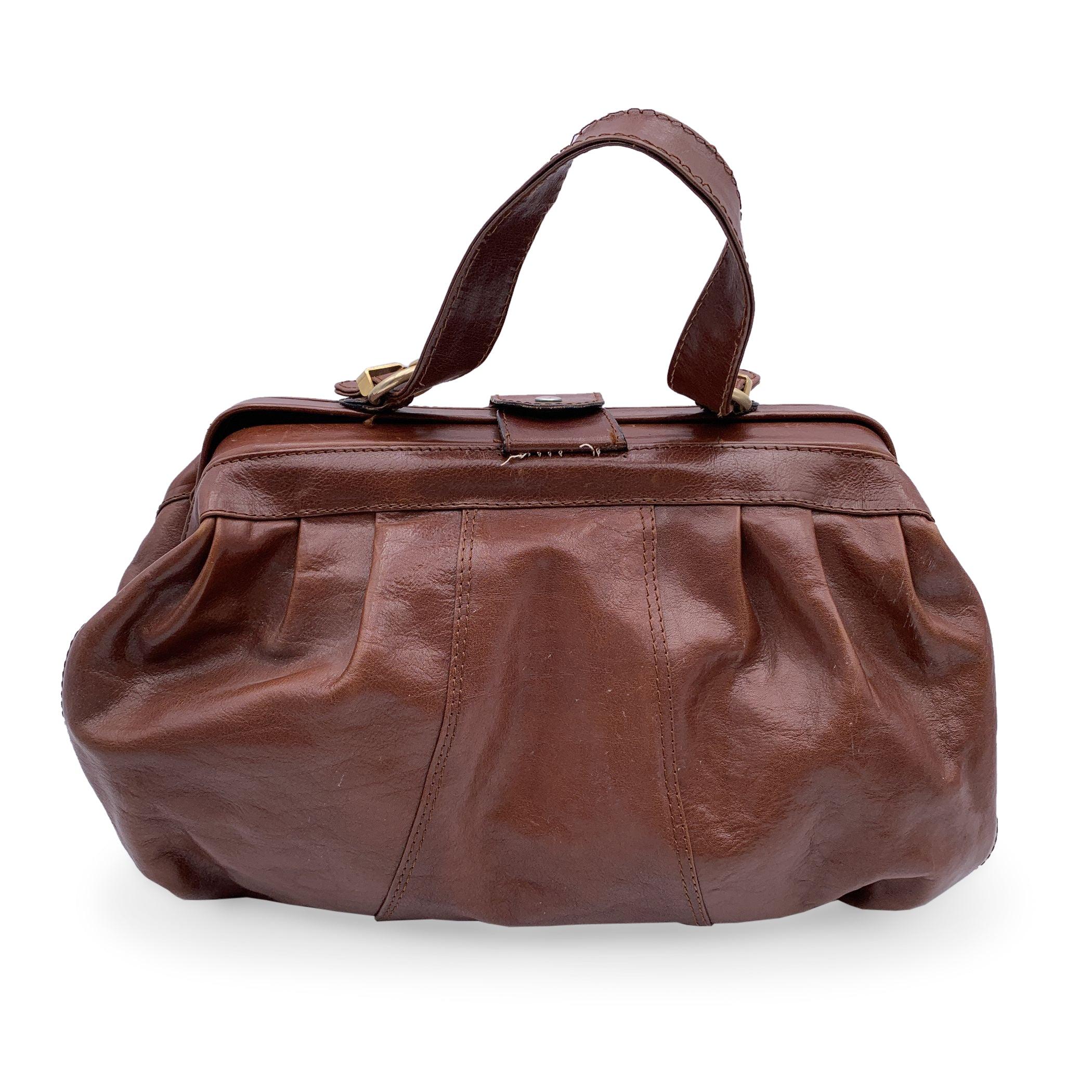 Women's Gianfranco Ferre Vintage Brown Leather Doctor Bag Satchel with Strap