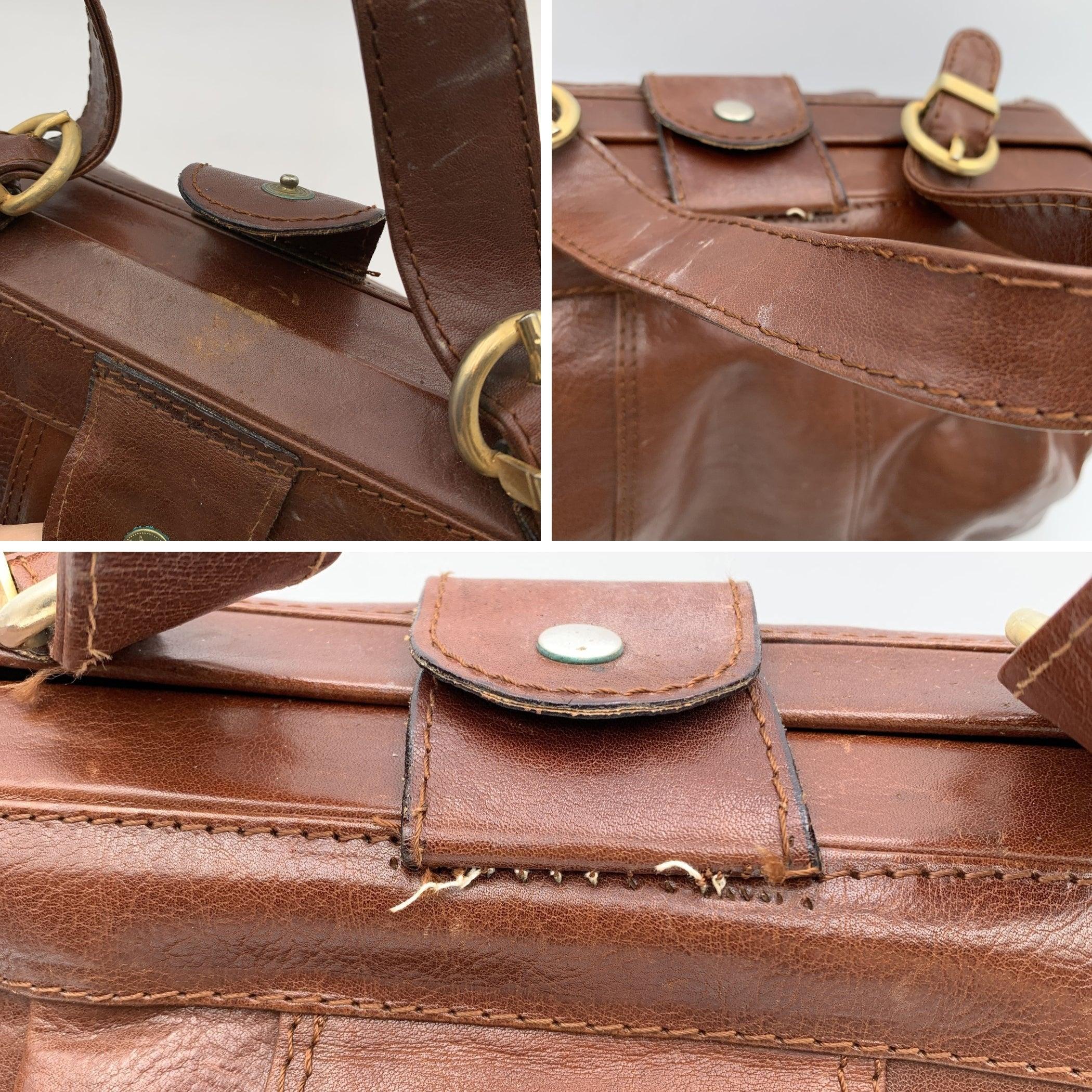 Gianfranco Ferre Vintage Brown Leather Doctor Bag Satchel with Strap 2