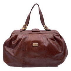 Gianfranco Ferre Vintage Brown Leather Doctor Bag Satchel with Strap