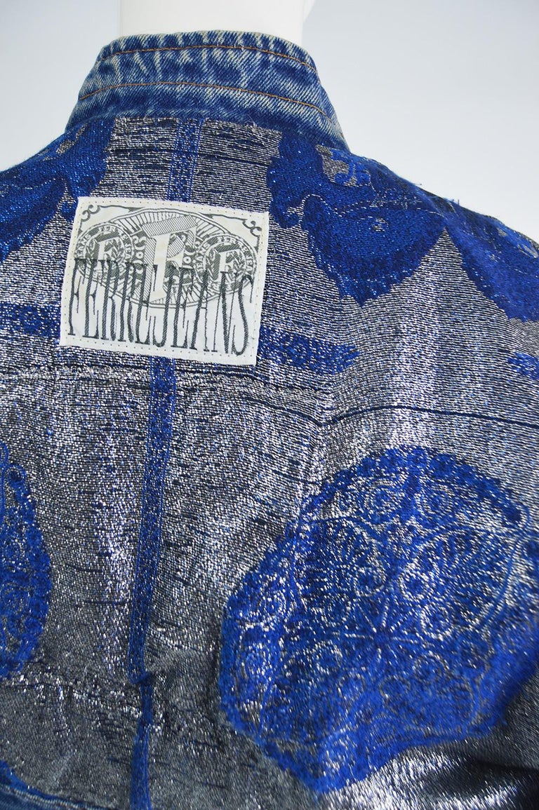 Gianfranco Ferré Vintage Cafe Racer Style Womens Blue Denim Jean Jacket,  1990s at 1stDibs | ferre jeans jacket