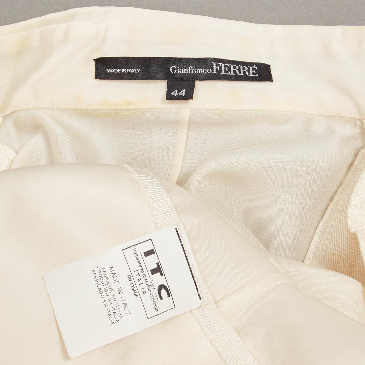 GIANFRANCO FERRE Vintage seda crema XL detalle lazo power shoulder chaqueta IT44 L en venta 5