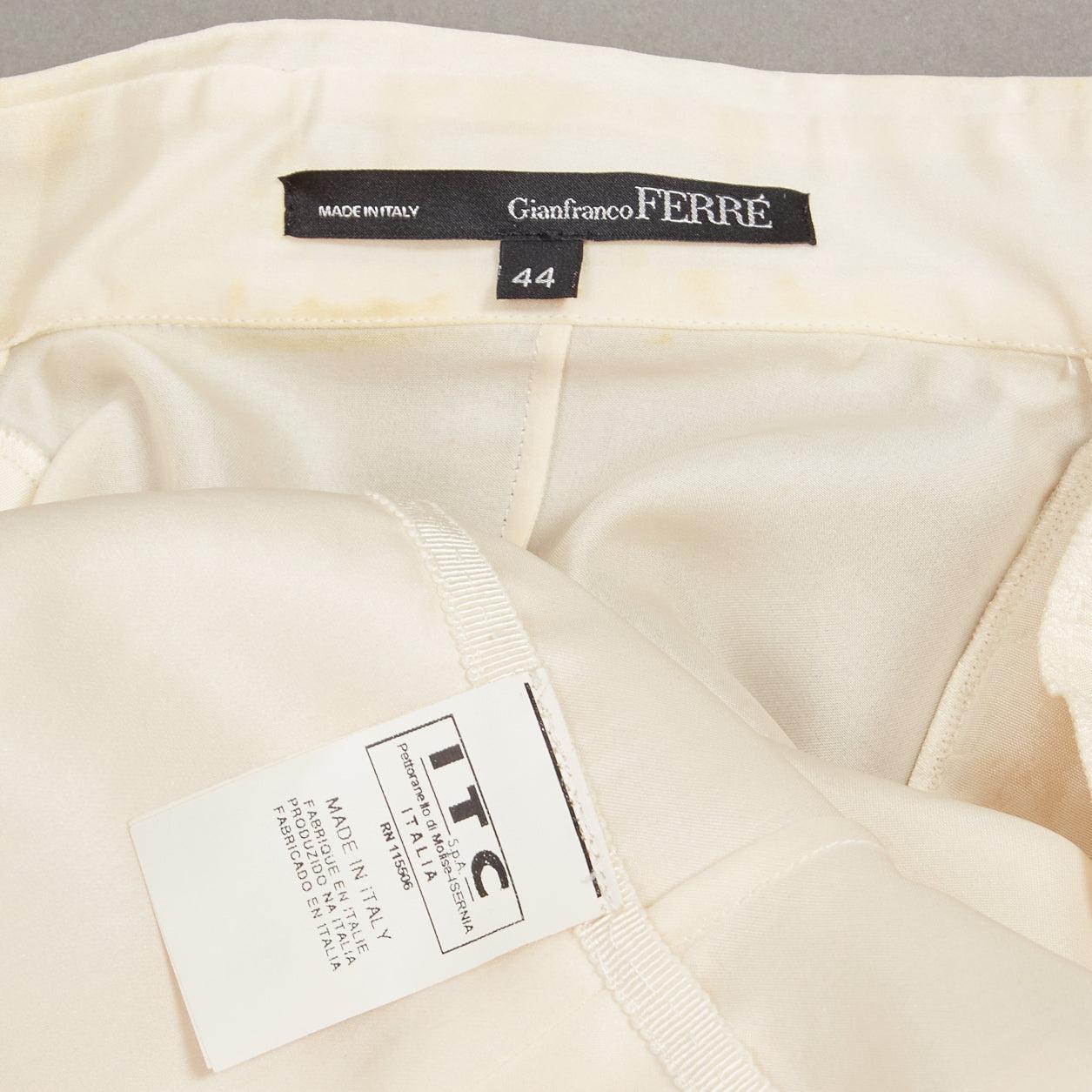 GIANFRANCO FERRE Vintage cream silk XL bow detail power shoulder jacket IT44 L en vente 6