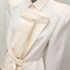 GIANFRANCO FERRE Vintage cream silk XL bow detail power shoulder jacket IT44 L