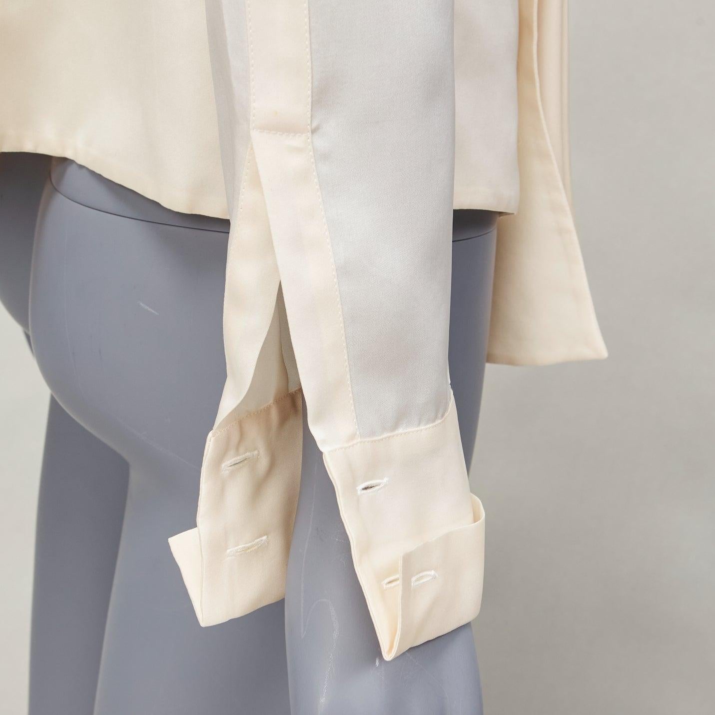 GIANFRANCO FERRE Vintage seda crema XL detalle lazo power shoulder chaqueta IT44 L en venta 4