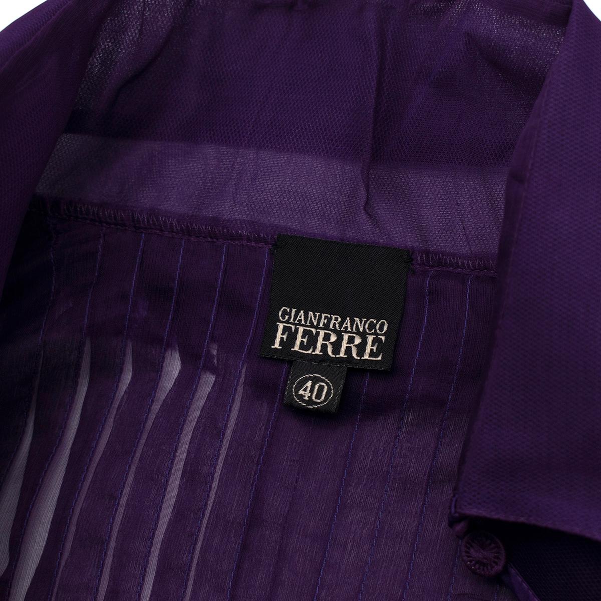 Women's or Men's Gianfranco Ferre Vintage Dark Purple Organza Blouse - US 4 For Sale