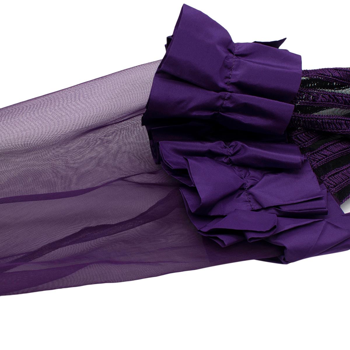 Gianfranco Ferre Vintage Dark Purple Organza Blouse - US 4 For Sale 2
