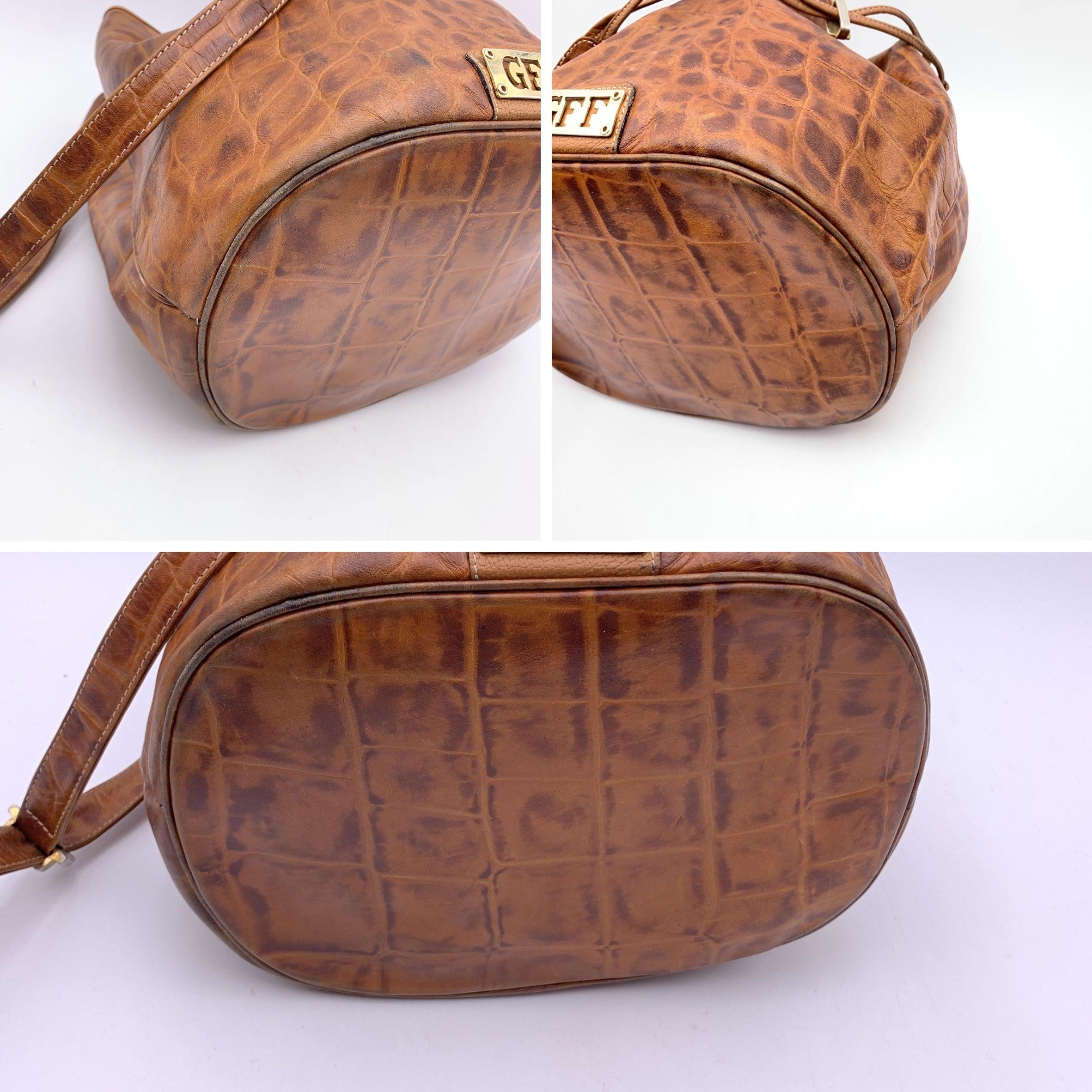 Women's Gianfranco Ferre Vintage Embossed Brown Leather Bucket Bag
