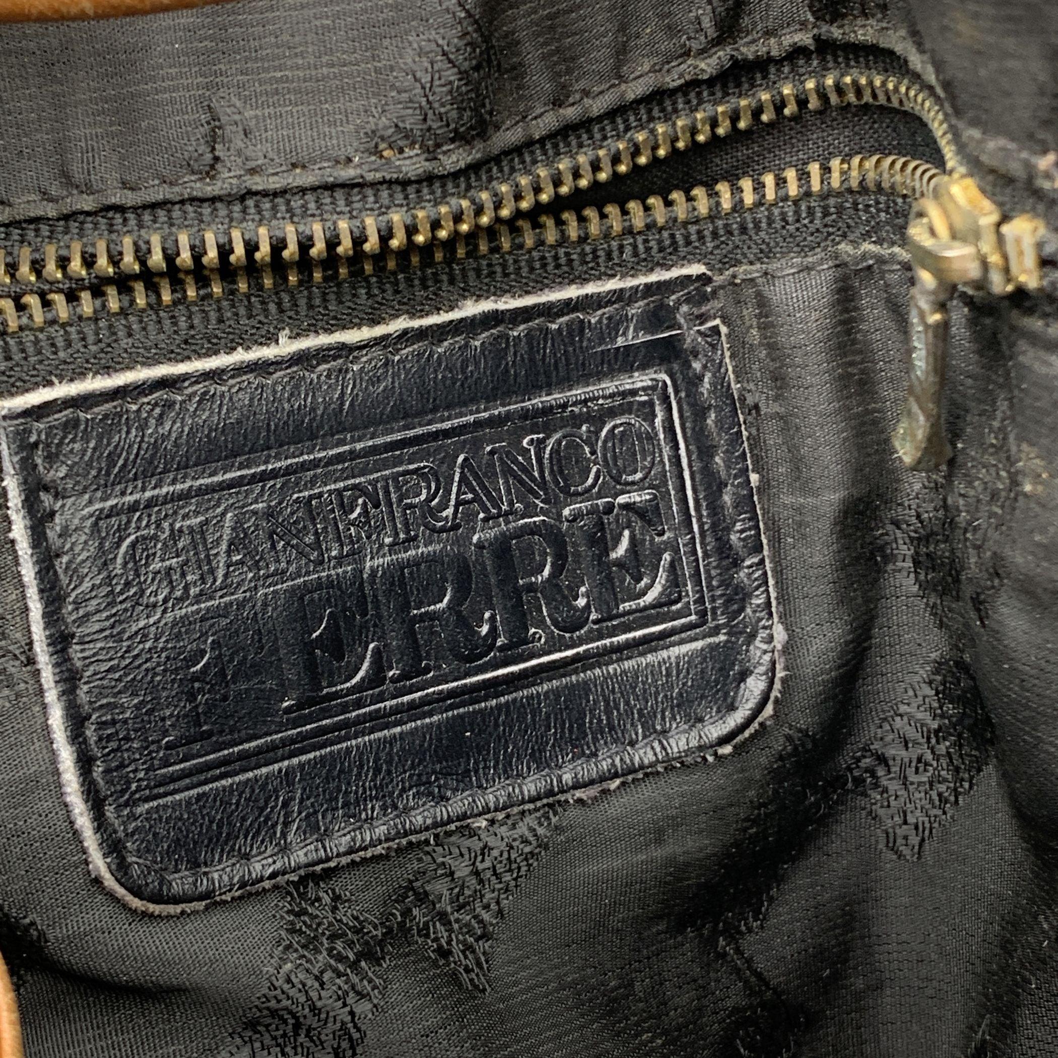 Gianfranco Ferre Vintage Embossed Brown Leather Bucket Bag 2