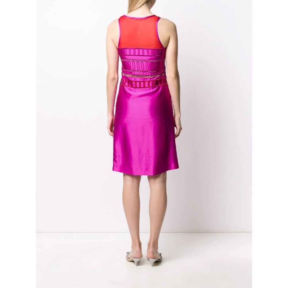 Women's Gianfranco Ferrè Vintage fuchsia and red silk blend 90s sleeveless dress