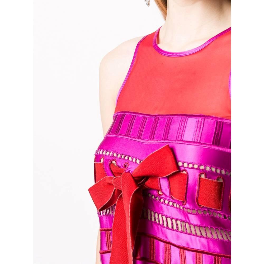 Gianfranco Ferrè Vintage fuchsia and red silk blend 90s sleeveless dress 1