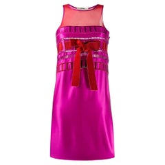 Gianfranco Ferrè Vintage fuchsia and red silk blend 90s sleeveless dress