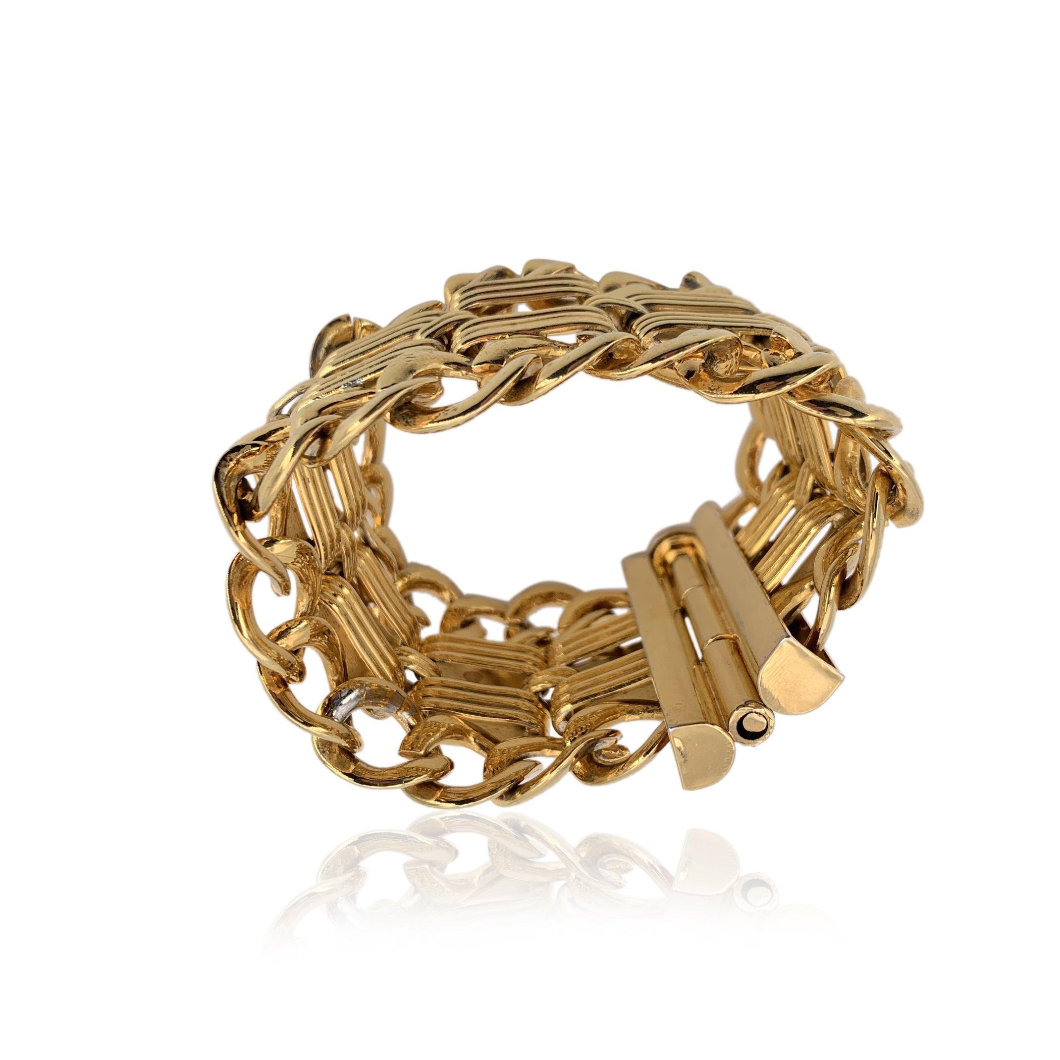Gianfranco Ferre Vintage Gold Metal Black Crystals Statement Bracelet For Sale 1