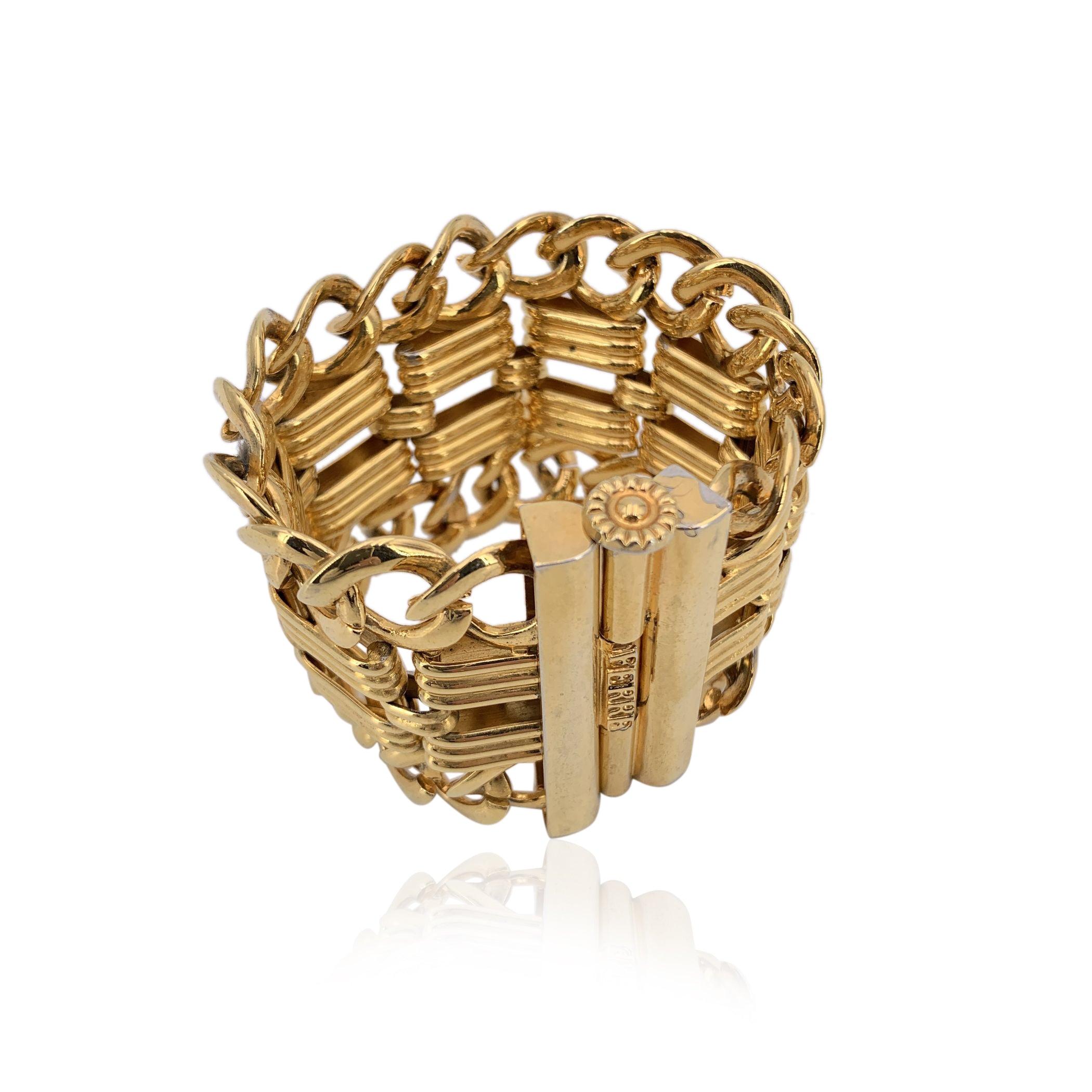Gianfranco Ferre Vintage Gold Metal Black Crystals Statement Bracelet For Sale 2