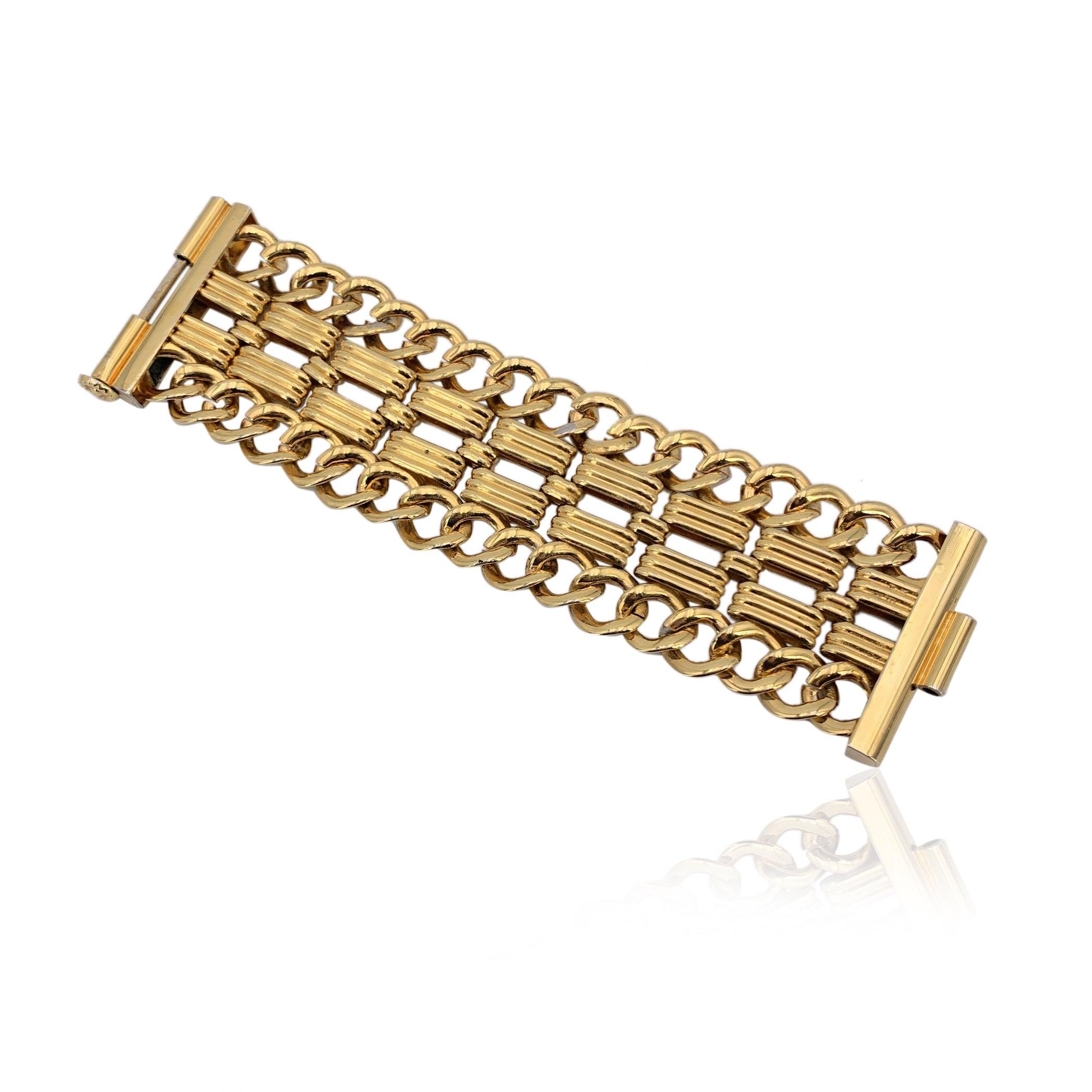 Gianfranco Ferre Vintage Gold Metal Black Crystals Statement Bracelet For Sale 3