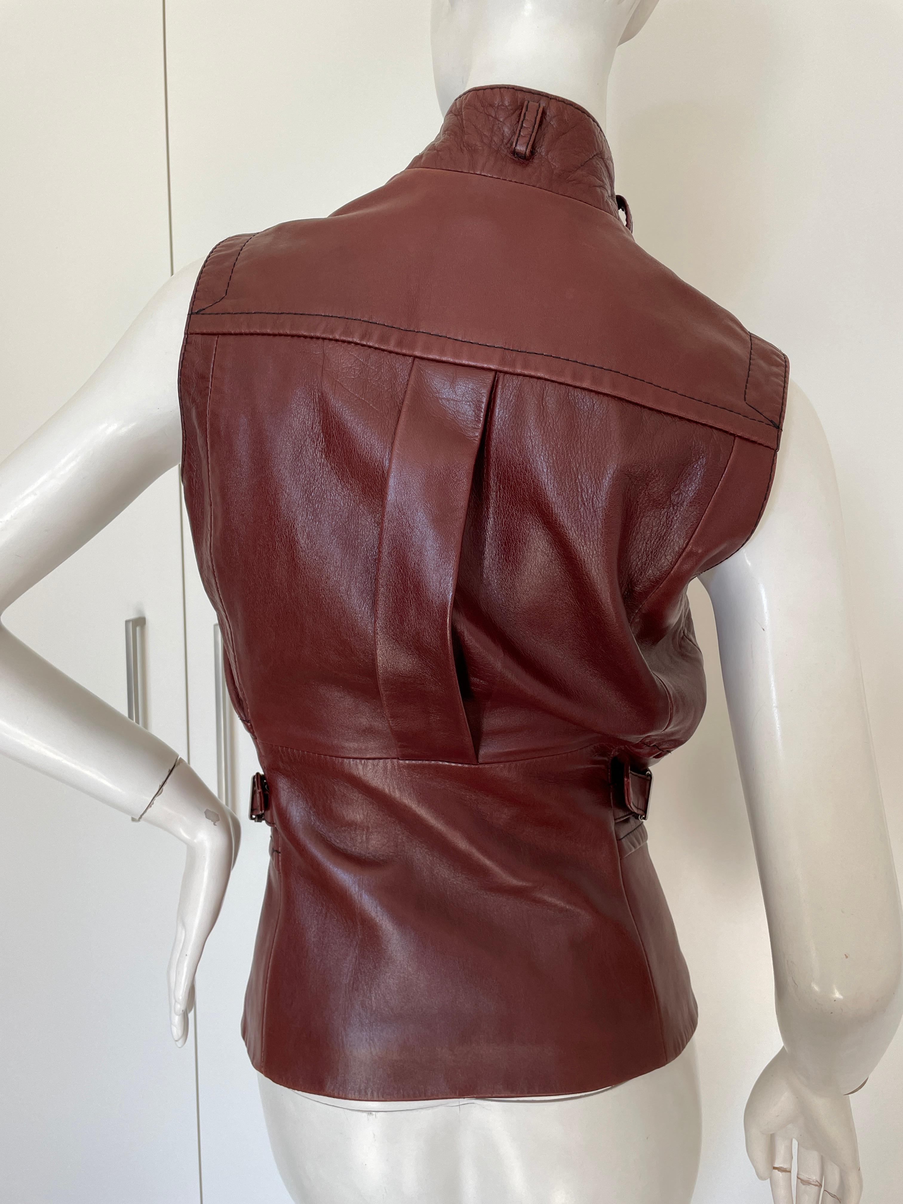  Gianfranco Ferre Vintage Lambskin Leather Moto Vest with Corset Lacing Details For Sale 3