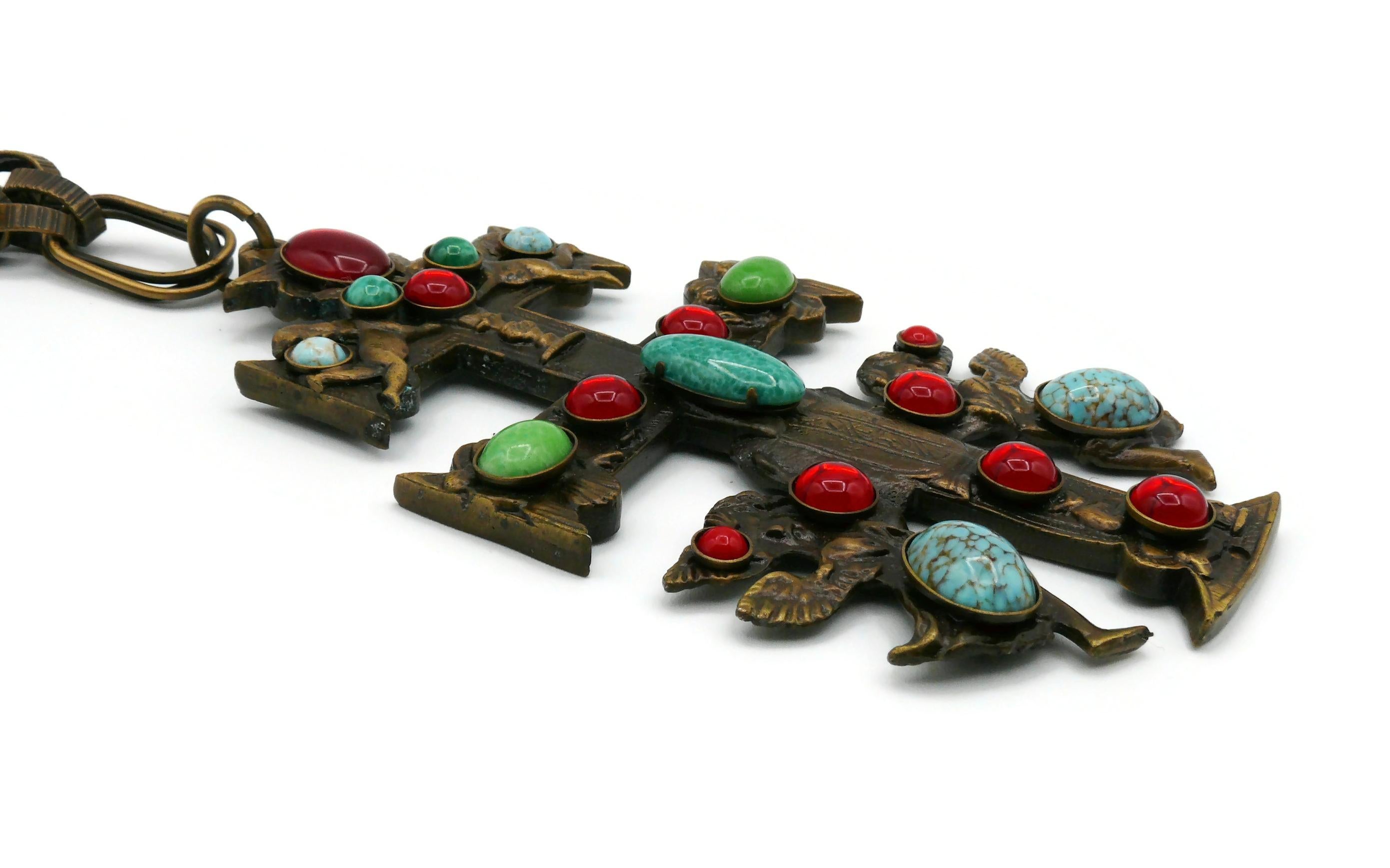 GIANFRANCO FERRE Vintage Massive Caravaca Cross Pendant Necklace For Sale 6