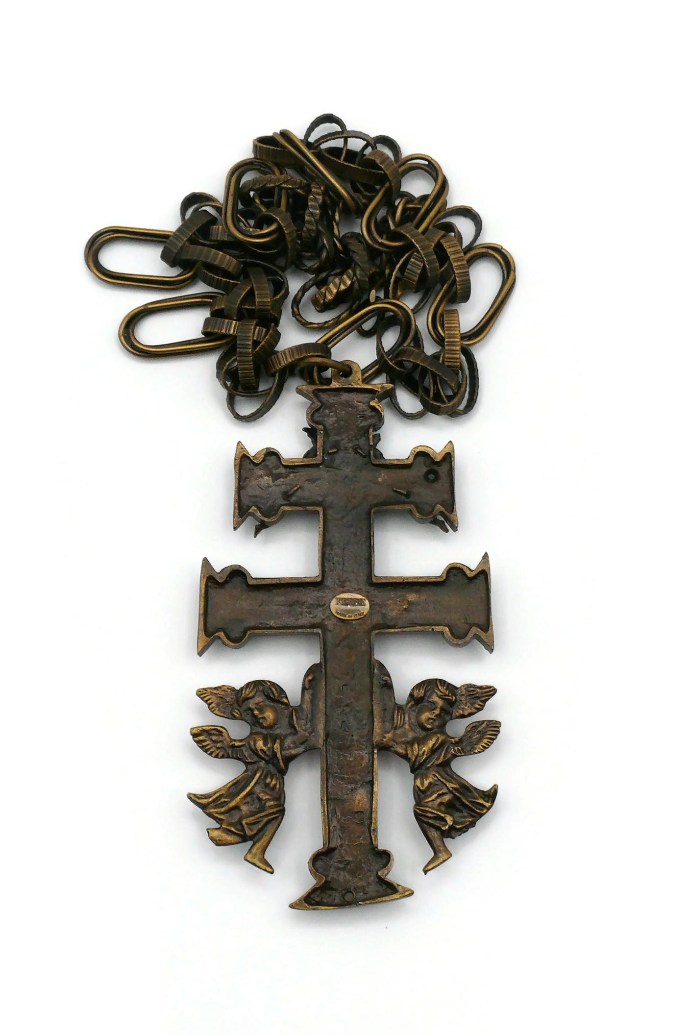 GIANFRANCO FERRE Vintage Massive Caravaca Cross Pendant Necklace For Sale 10