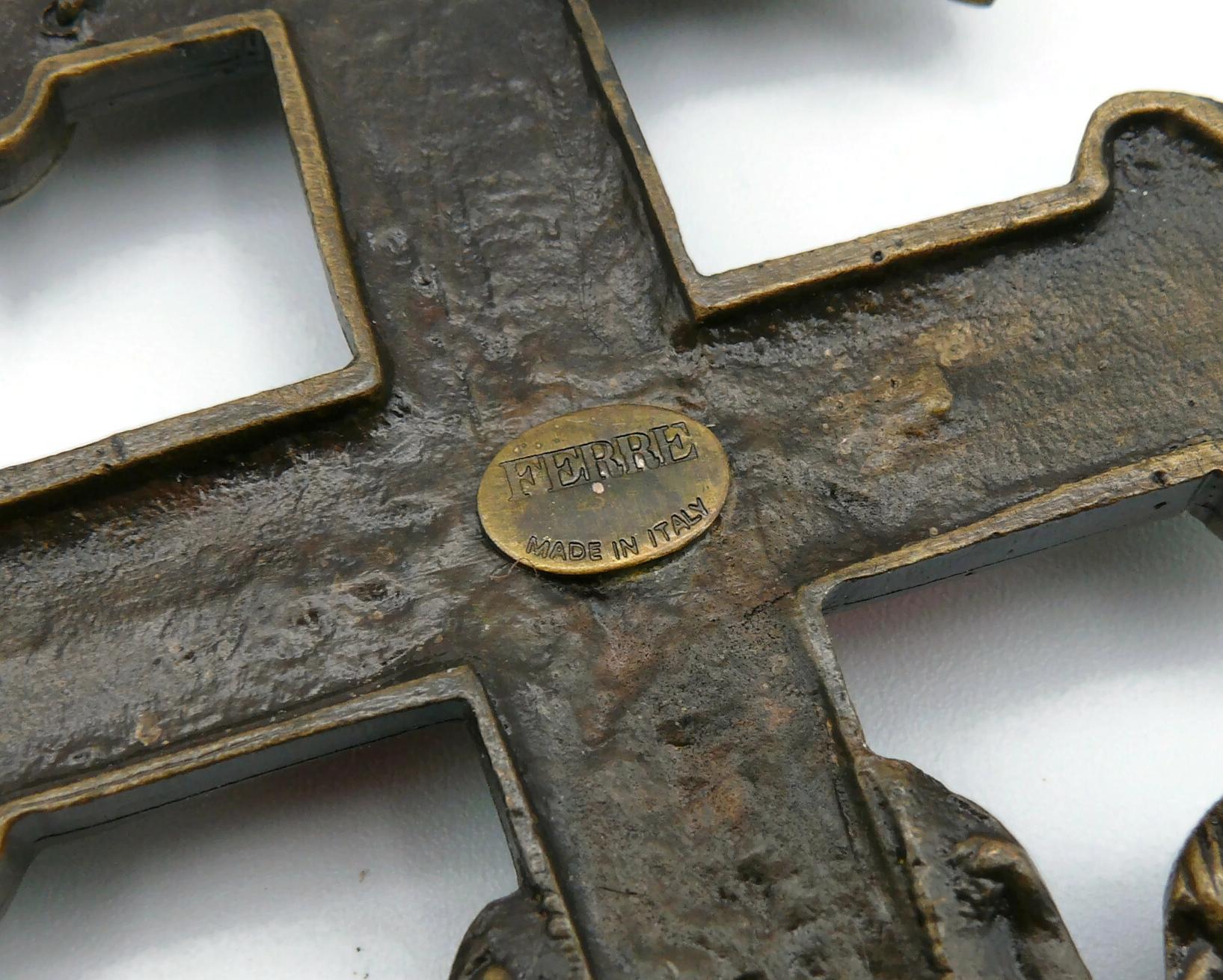 GIANFRANCO FERRE Vintage Massive Caravaca Cross Pendant Necklace For Sale 11