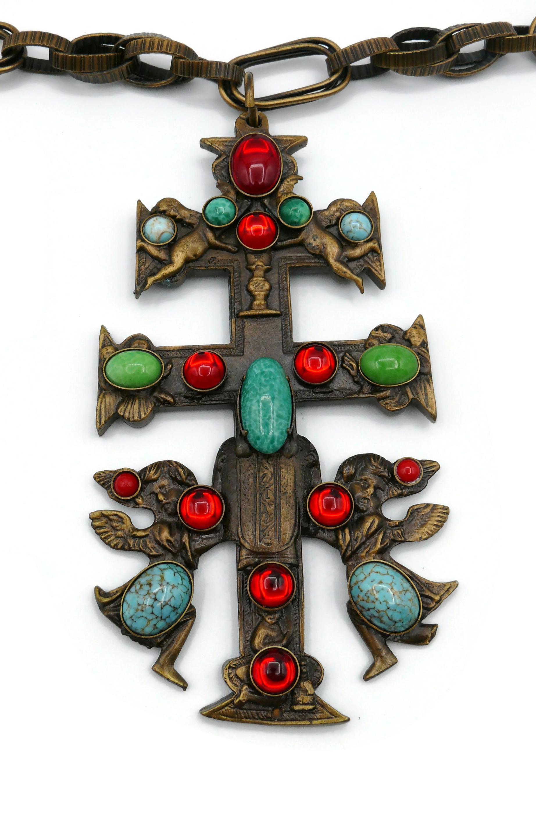 GIANFRANCO FERRE Vintage Massive Caravaca Cross Pendant Necklace For Sale 2