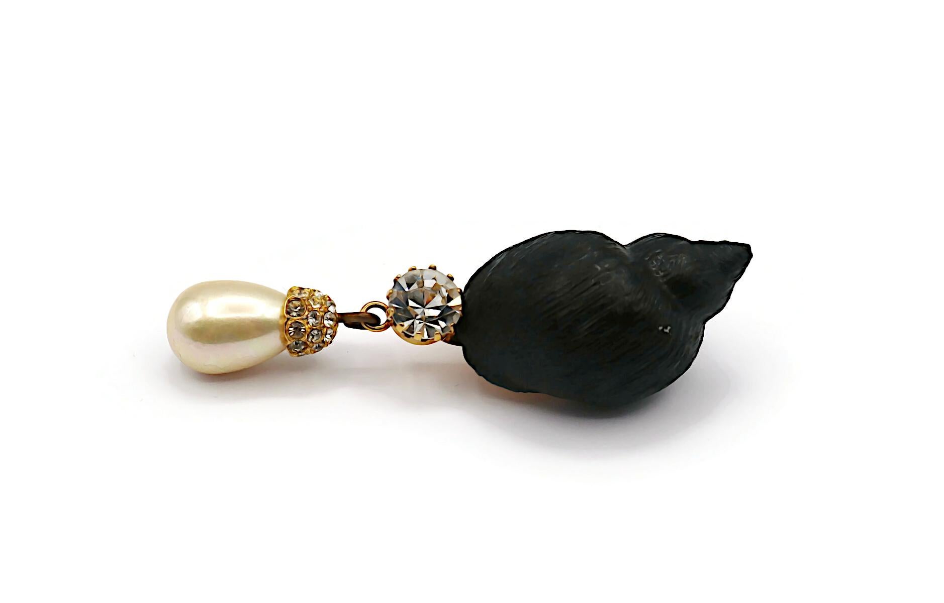 GIANFRANCO FERRE Vintage Massive Seashell Dangle Earrings For Sale 3