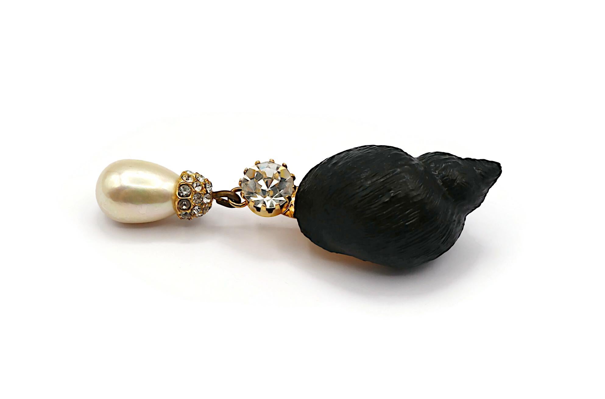 GIANFRANCO FERRE Vintage Massive Seashell Dangle Earrings For Sale 6