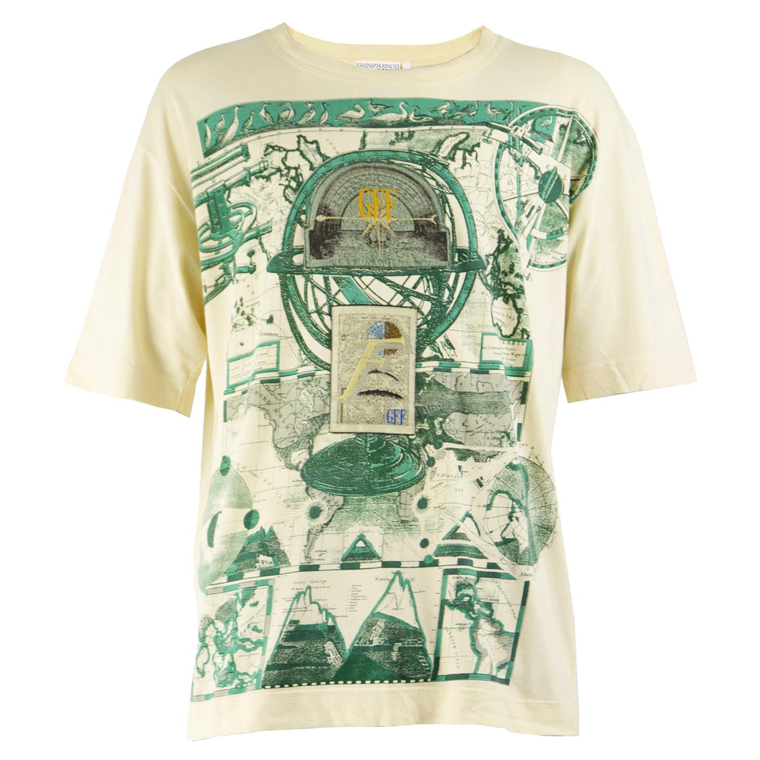 Gianfranco Ferre Vintage Mens Embroidered T-shirt For Sale