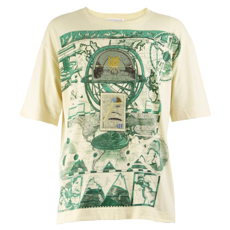 Gianfranco Ferre Vintage Mens Embroidered T-shirt For Sale at 1stDibs