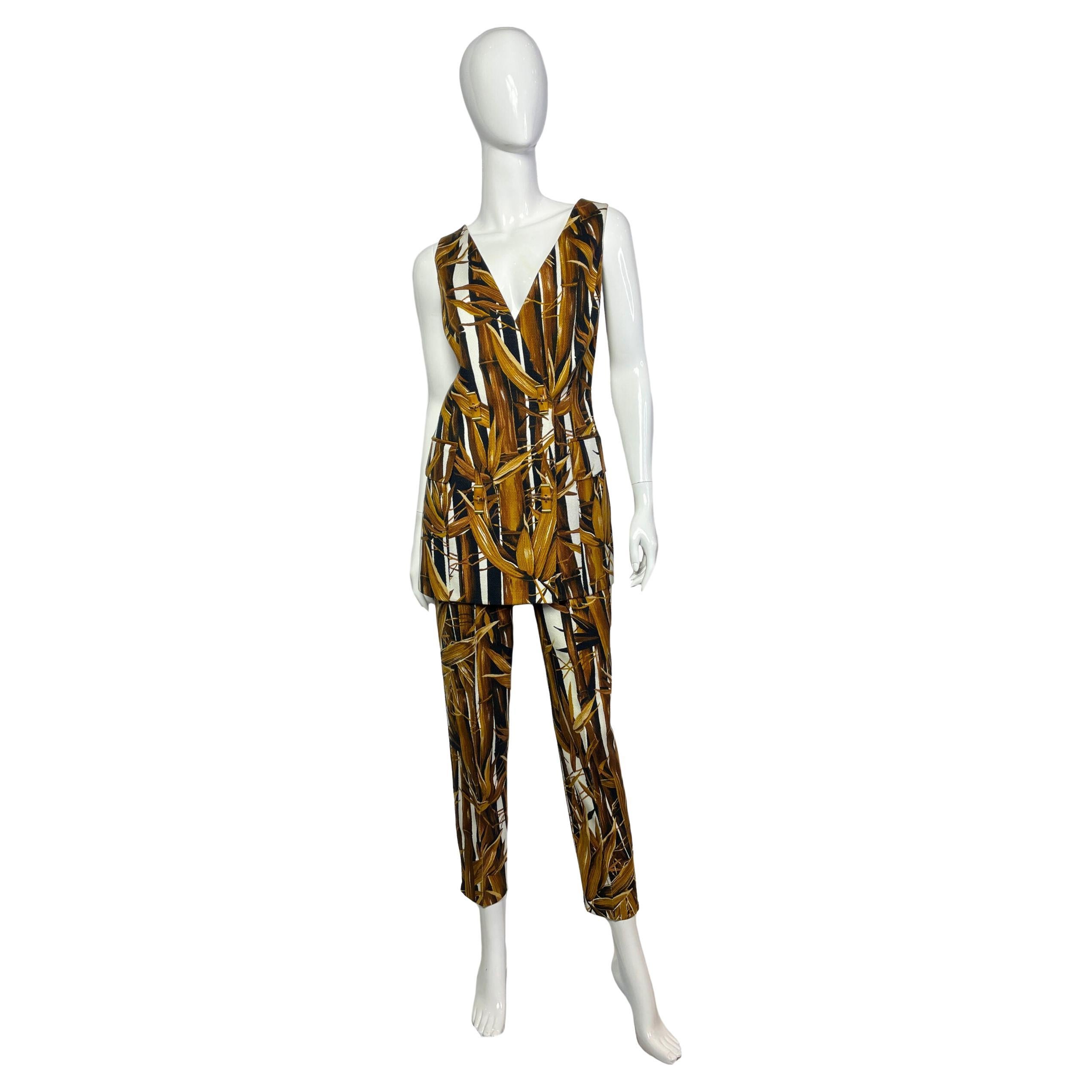 Gianfranco Ferre Vintage Pantsuit with Bamboo Buttons, 1980s For Sale