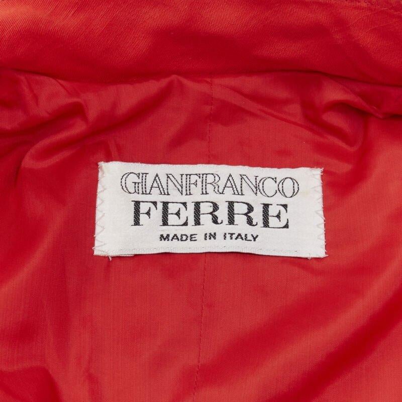 GIANFRANCO FERRE Vintage red black floral embroidery stand collar jacket M For Sale 4