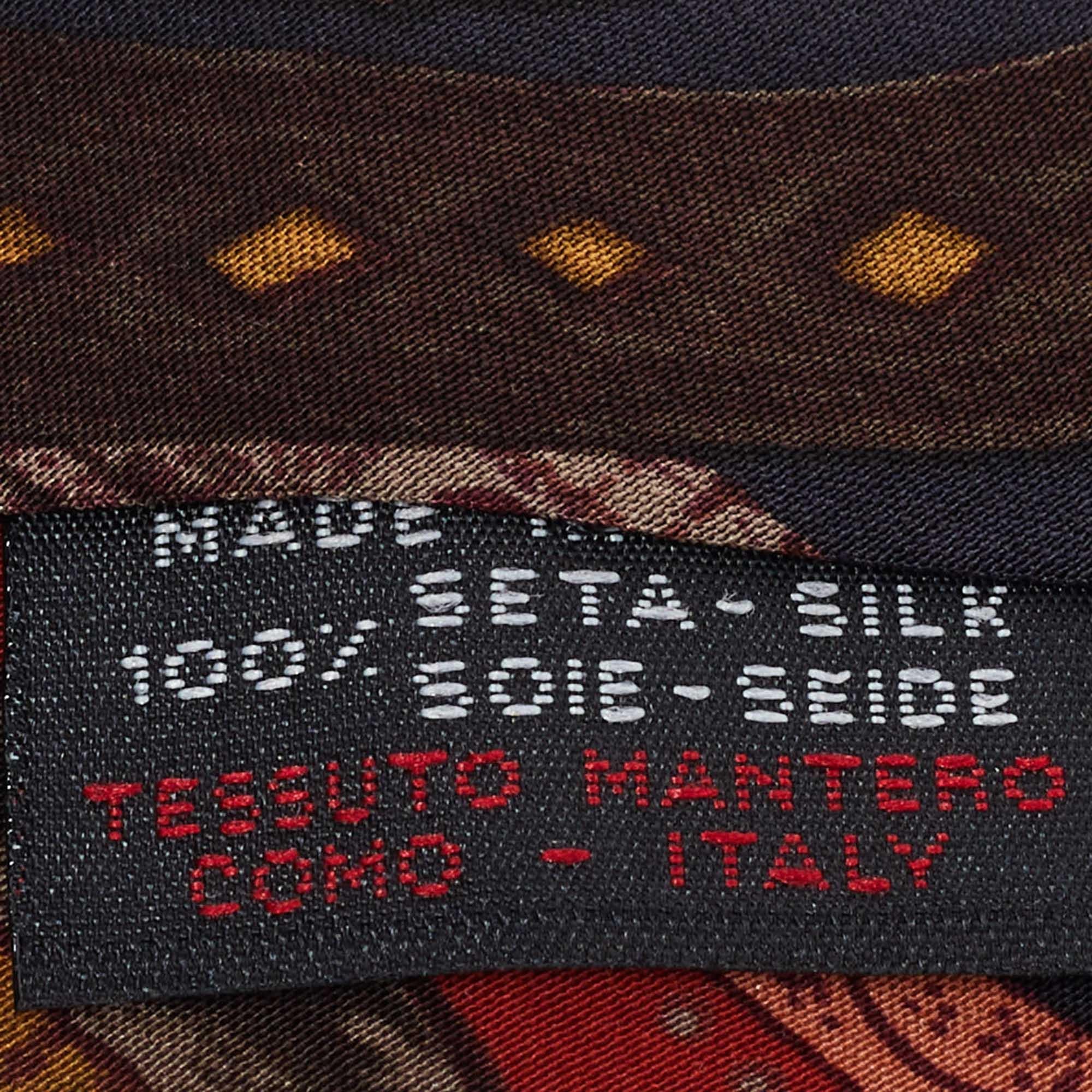 Brown Gianfranco Ferre Vintage Red Printed Silk Tie For Sale