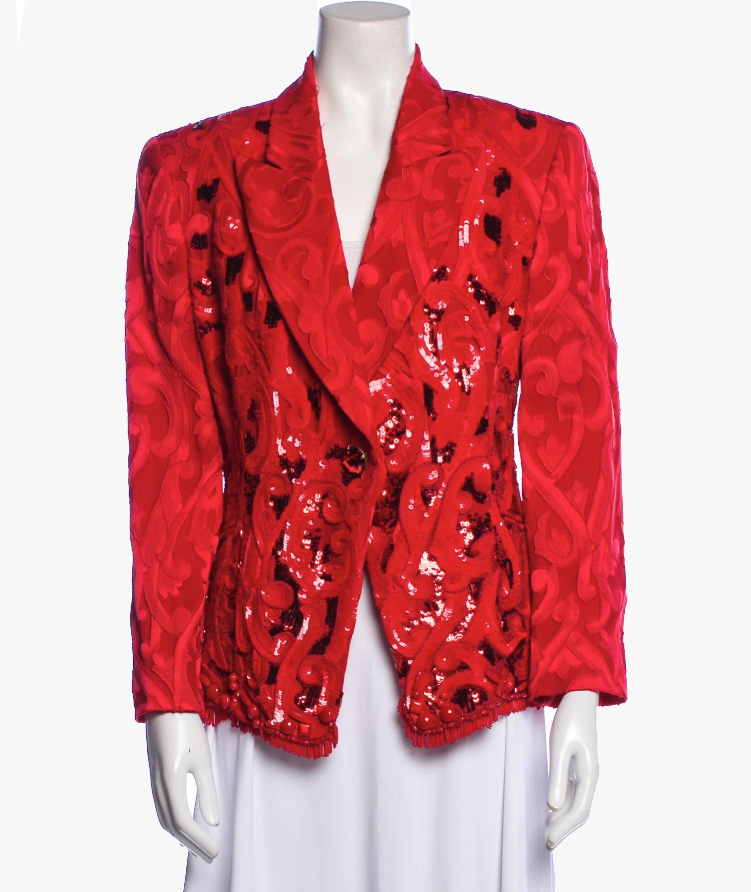 Gianfranco Ferre vintage silk beaded blazer, 1980s In Good Condition In New York, NY