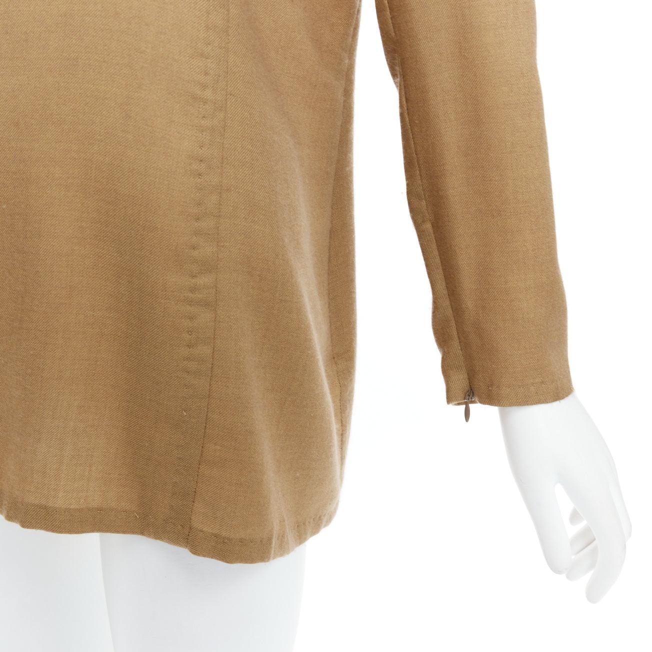 GIANFRANCO FERRE Vintage taupe cashmere silk v neck hand stitch tunic top IT42 M
Reference: CNLE/A00365
Brand: Gianfranco Ferre
Designer: Gianfranco Ferre
Material: Cashmere, Silk
Color: Brown
Pattern: Solid
Closure: Slip On
Extra Details: Hand