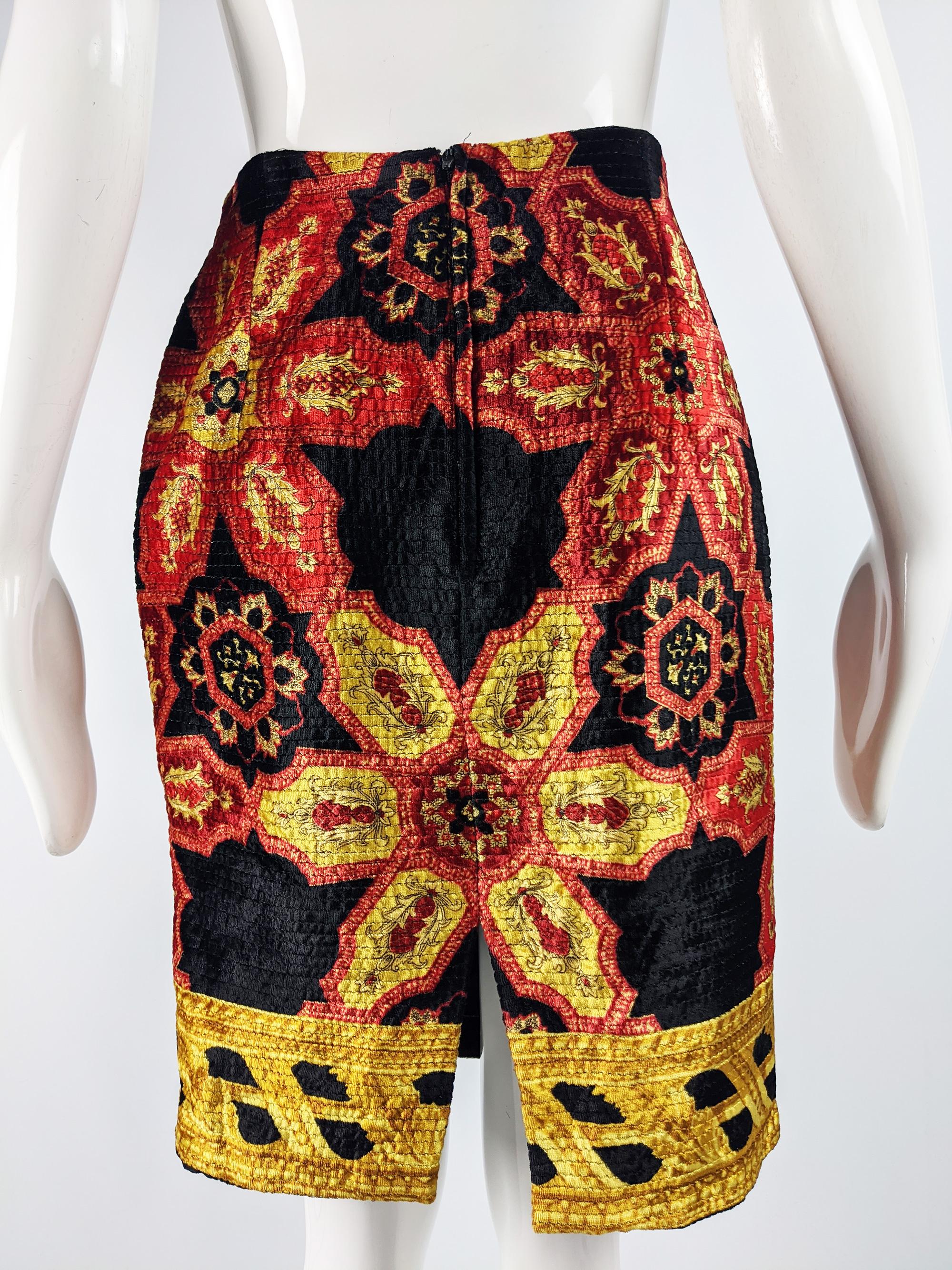 Gianfranco Ferre Vintage Velvet Printed Skirt 1