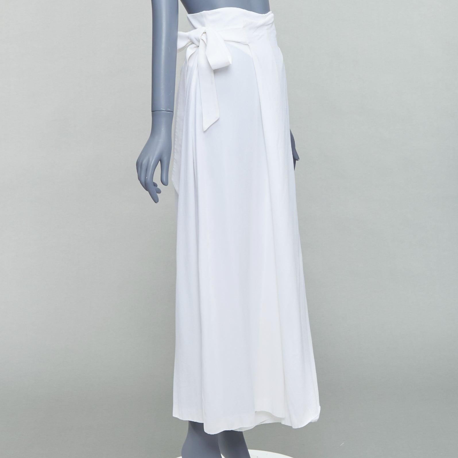 Gray GIANFRANCO FERRE Vintage white wrap tie high waist wide leg cropped pants IT40 S For Sale