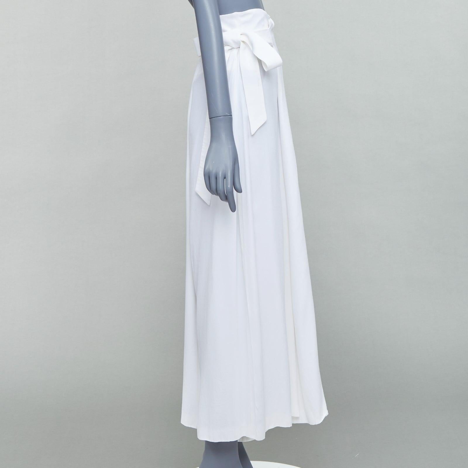 GIANFRANCO FERRE Vintage white wrap tie high waist wide leg cropped pants IT40 S In Good Condition For Sale In Hong Kong, NT