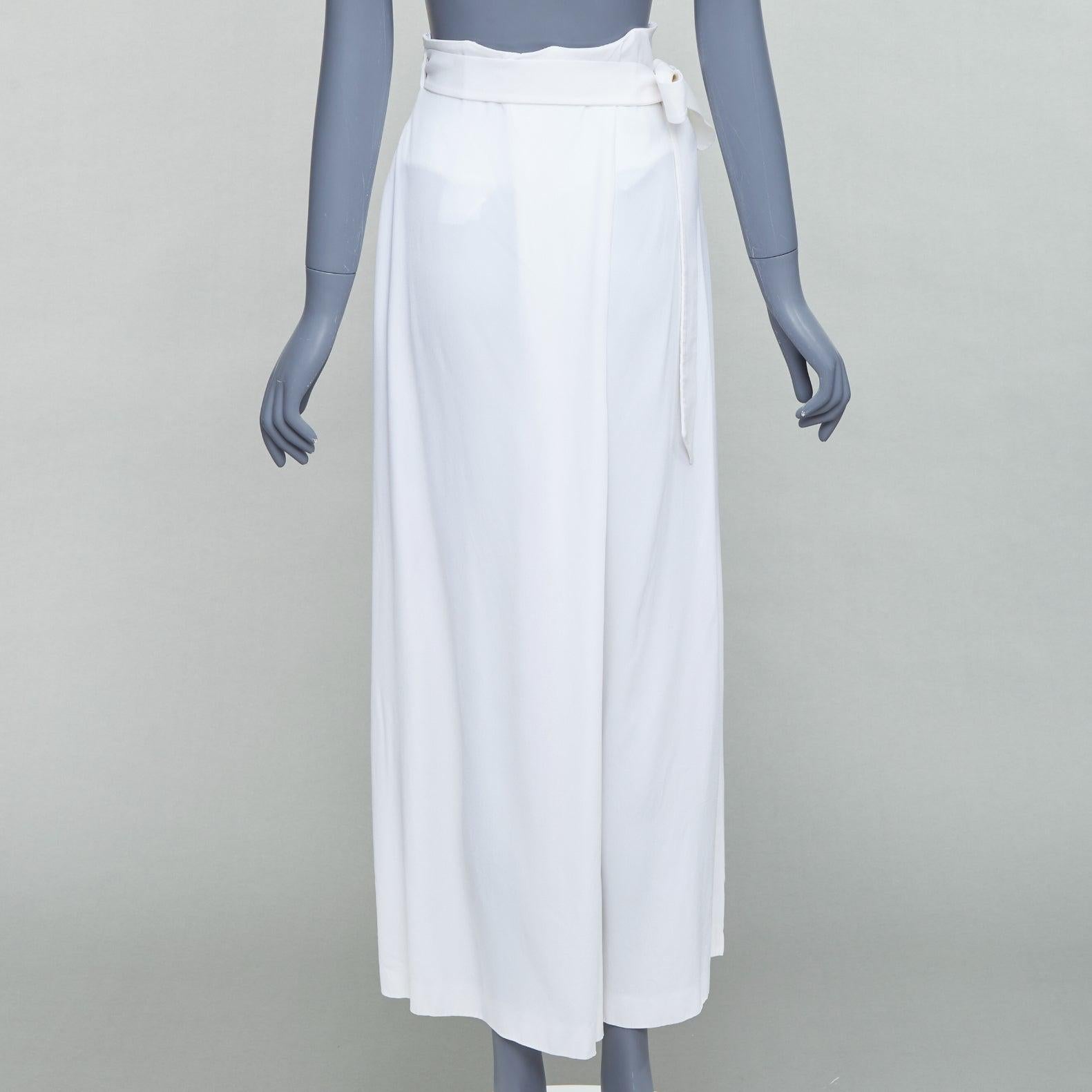 Women's GIANFRANCO FERRE Vintage white wrap tie high waist wide leg cropped pants IT40 S For Sale