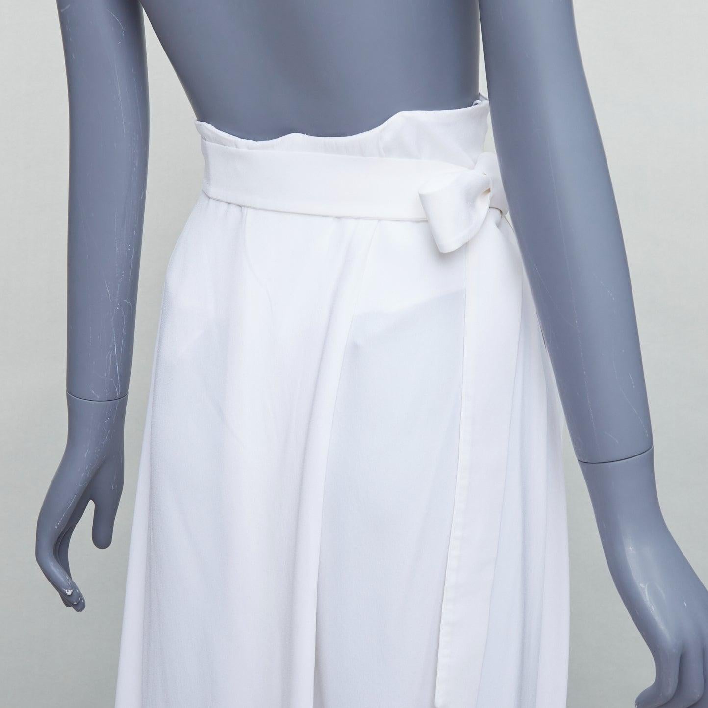 GIANFRANCO FERRE Vintage white wrap tie high waist wide leg cropped pants IT40 S For Sale 2