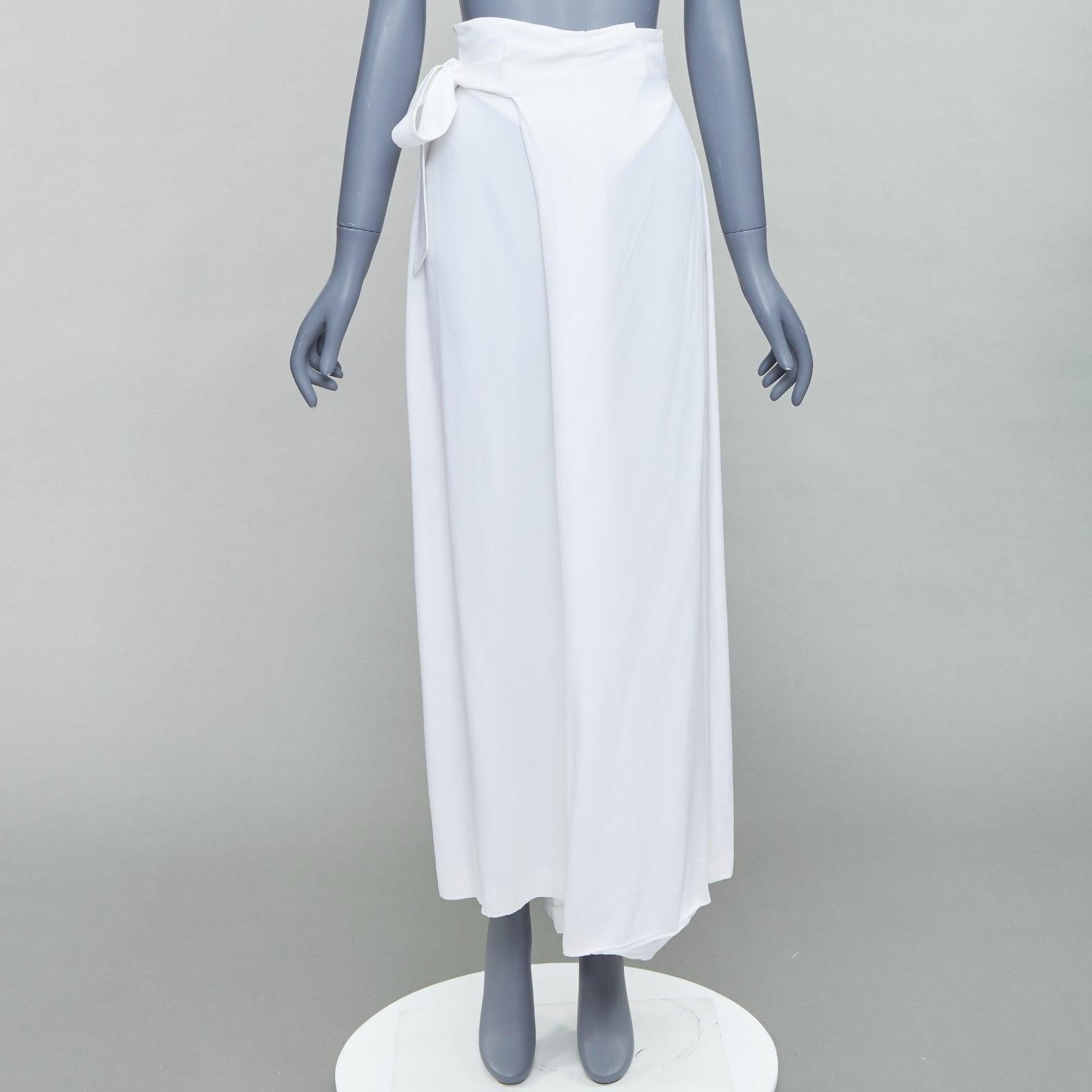 GIANFRANCO FERRE Vintage white wrap tie high waist wide leg cropped pants IT40 S For Sale 4