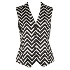 Gianfranco Ferré Vintage Zigzag Silk Jacquard Waistcoat Size S