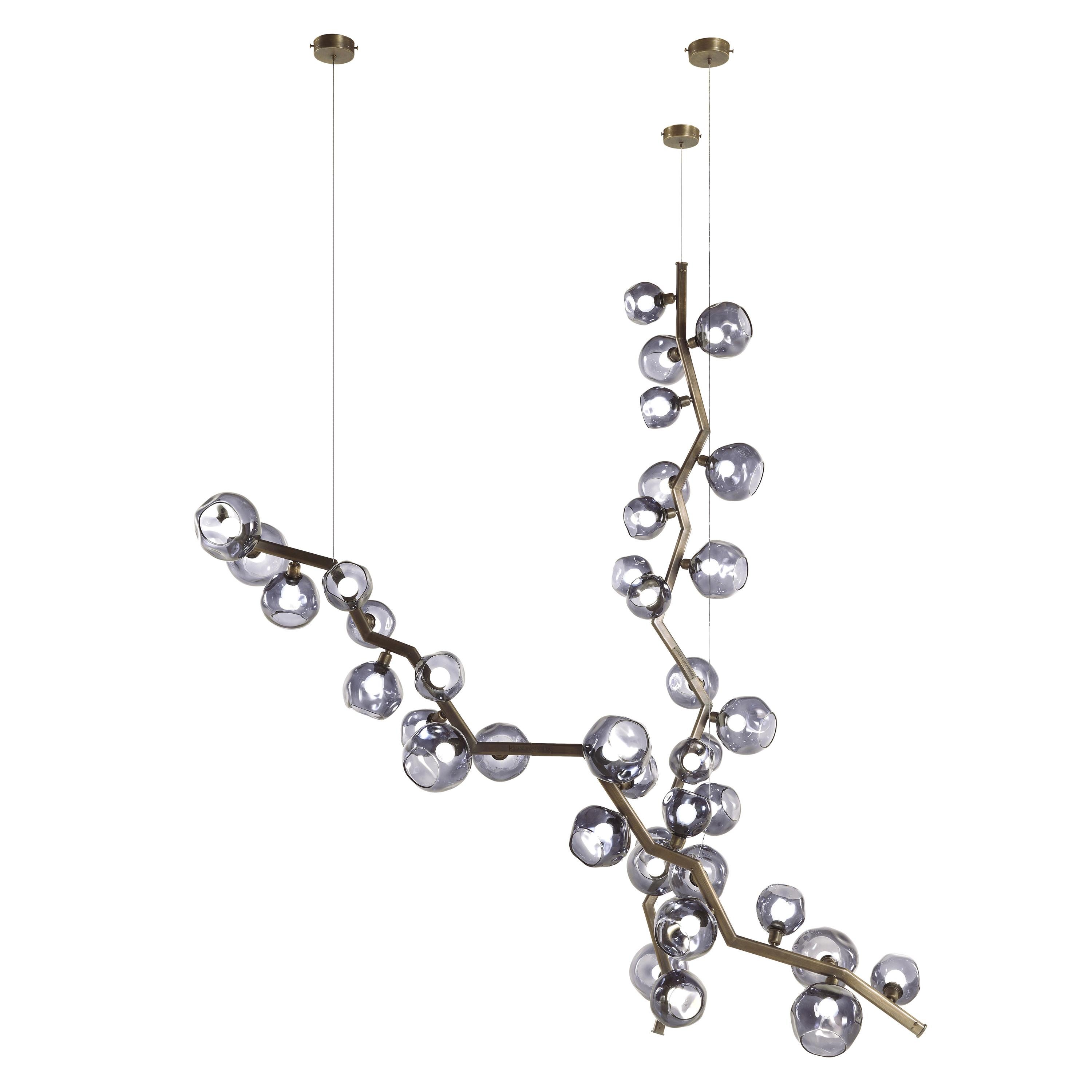 Italian Gianfranco Ferré Home Viper Chandelier in Metal and Glass Shade For Sale